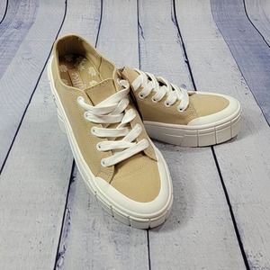 Mad Love Women's Tan and Cream Rubber Platform Sneaker